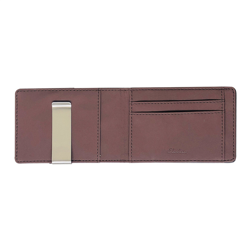 (New) fashion Men thin bifold money clip leather wallet with a metal clamp card holder-307988441