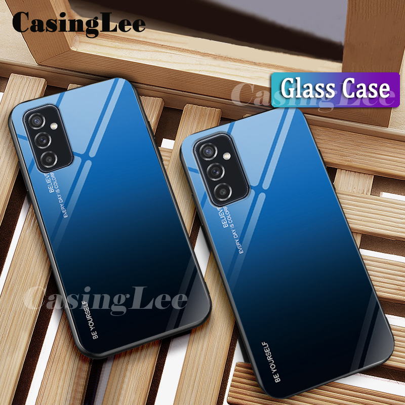 Casinglee For Samsung Galaxy A13 5G case Gradient Tempered Glass Protector Back cover for Samsung A13 5G Phone Cases For girls and Boys