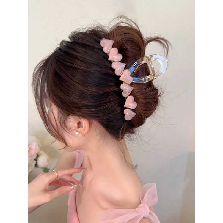 New 2024 Fashion Jelly Colored Heart Shark Hair Clips for Women Claw Hairpin Accessories