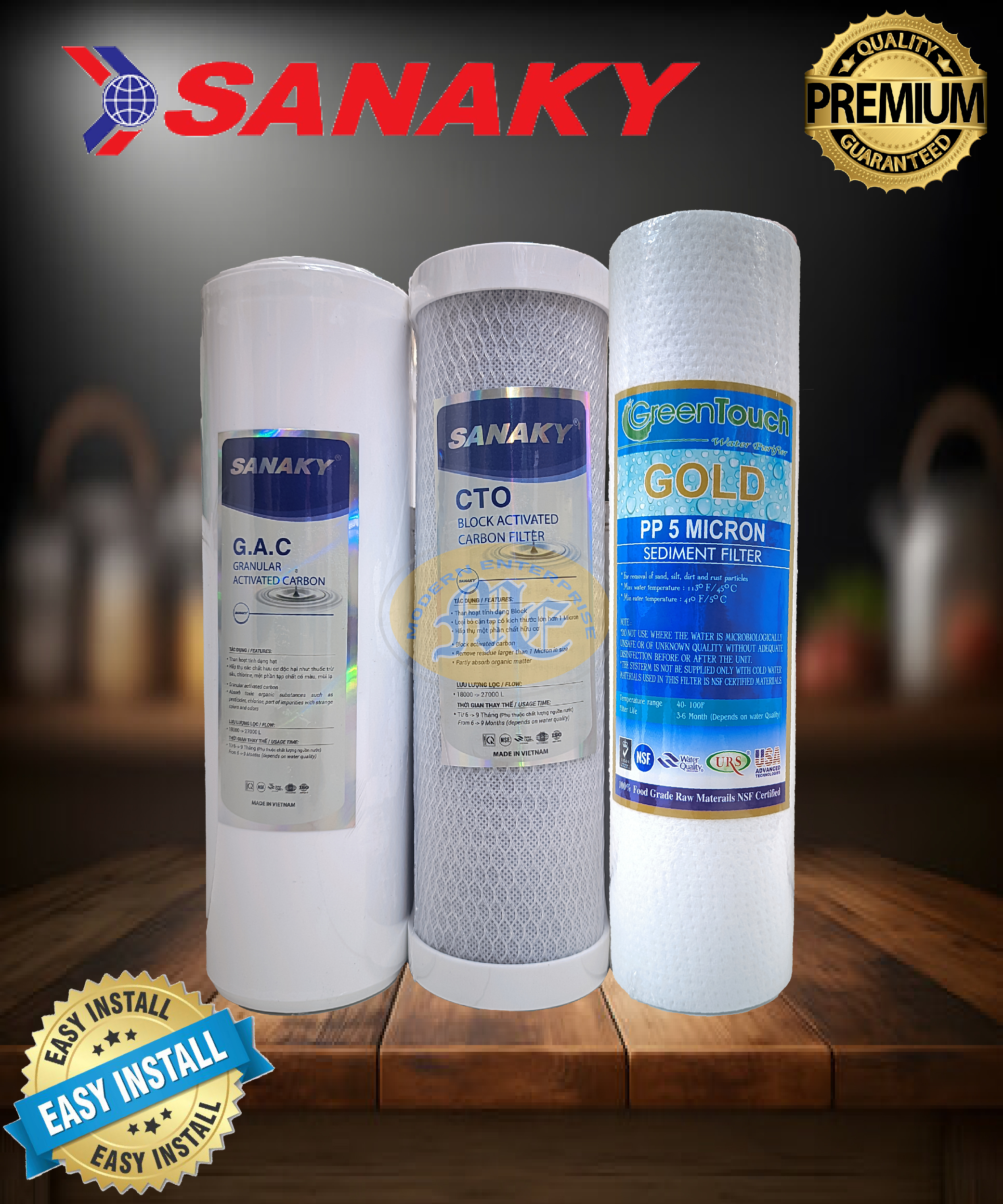 Water Purifier Sanaky 3 in 1 UDF CTO PP Combo Package. 