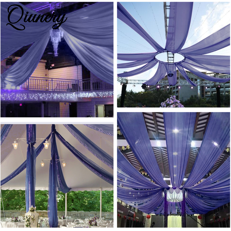 6 Panels Chiffon Ceiling Drapes Long Vaulted Draping Fabric DIY Wedding Drapes Curtains (5ftx10ft/5ftx20ft ). 