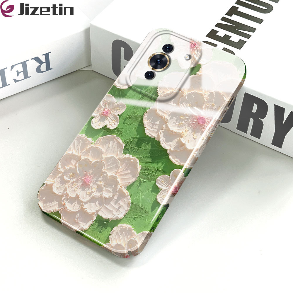 Jizetin for Huawei Nova 10 Back Cover Gorgeous Flowers Luxury Slim Hard Crashproof Mobile Phone Case For Boys Girls