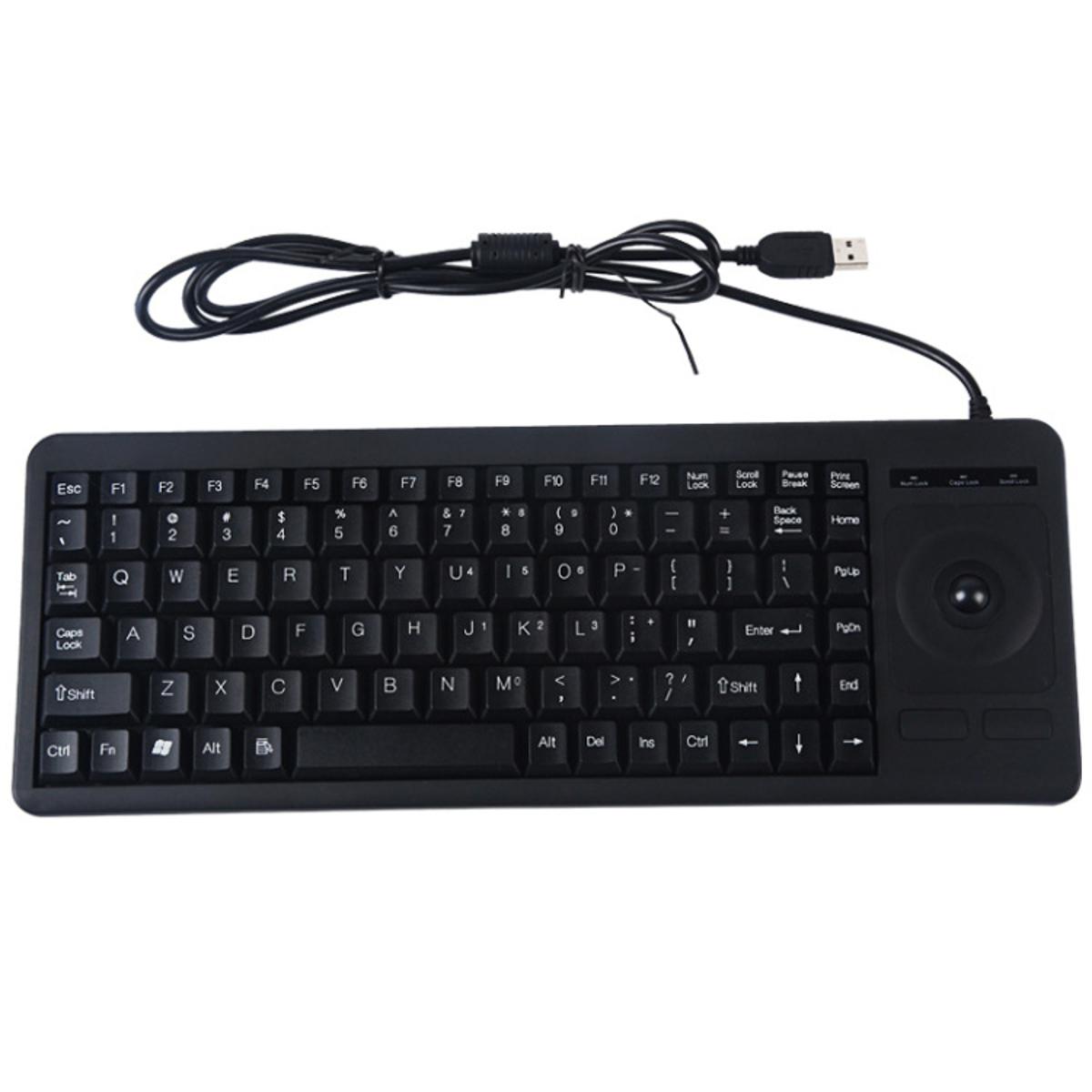 （COD Available)DS-8900 USB Interface Prevent Water Splashing Laser Engraving Character One-piece Wired Trackball Keyboard, Length: 1.5m