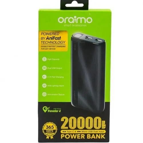 Oraimo Traveler 12W 20000mAh Fast Charging Power Bank Vipers Shop
