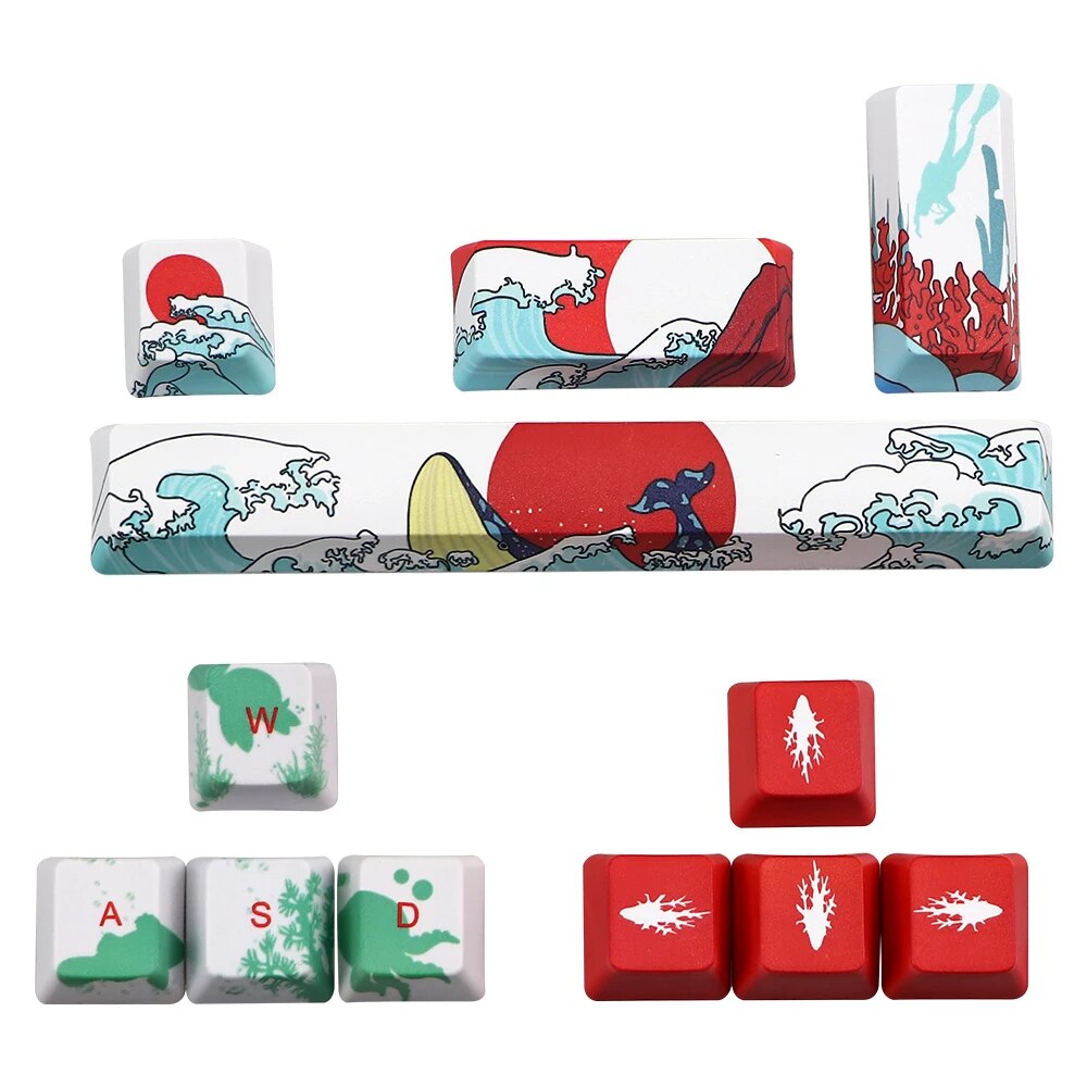 Coral sea keycap 6.25u Space bar ESC Entre keys Direction keys Sakura keycaps for Mechanical Gaming keyboar Key Cap