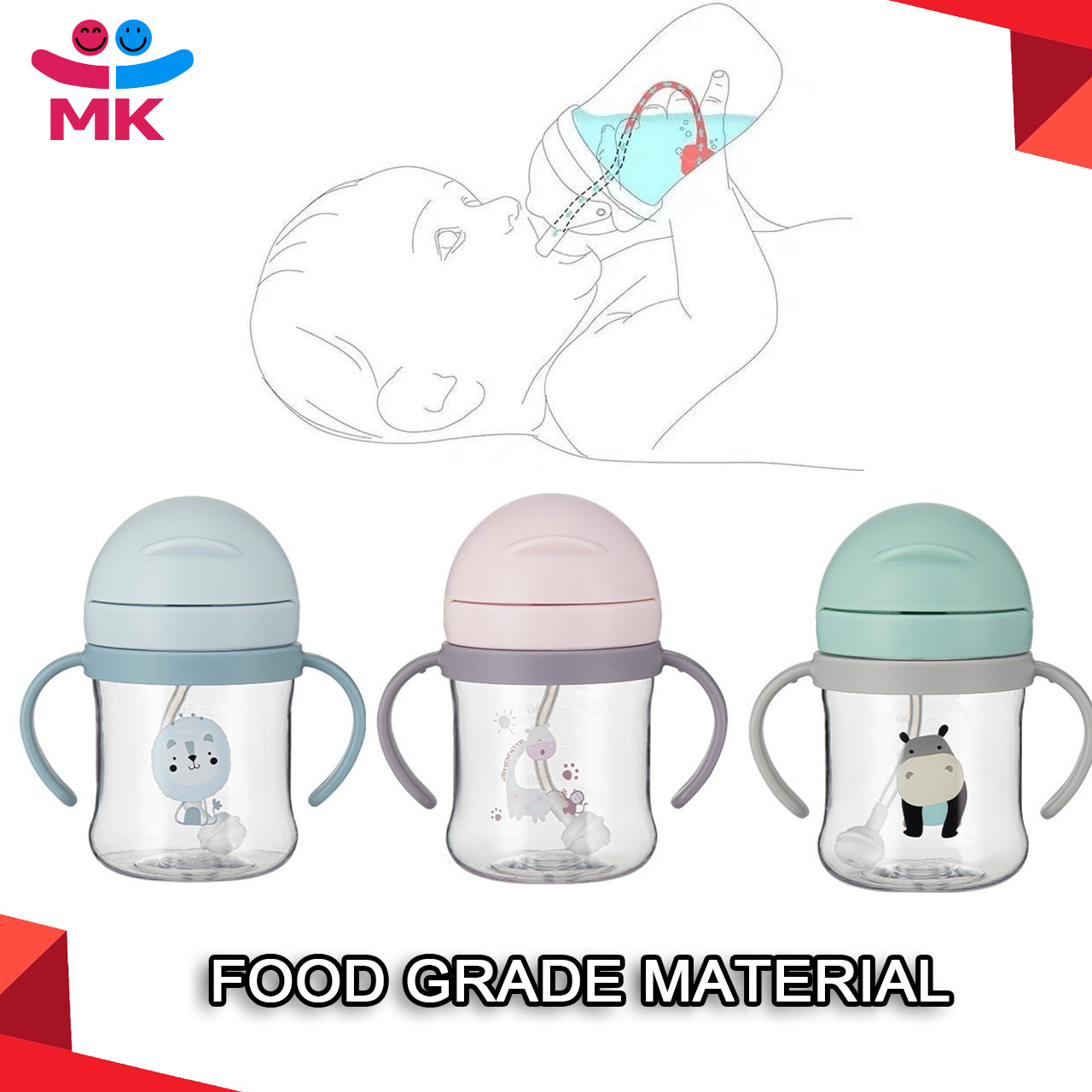 Baby Drinking Cup with Gravity Ball and Anti-Grab Handle 300ml Straw Cup for Learning with Portable Design Ideal for Kindergarten Baby Made of Drop-resistant Plastic