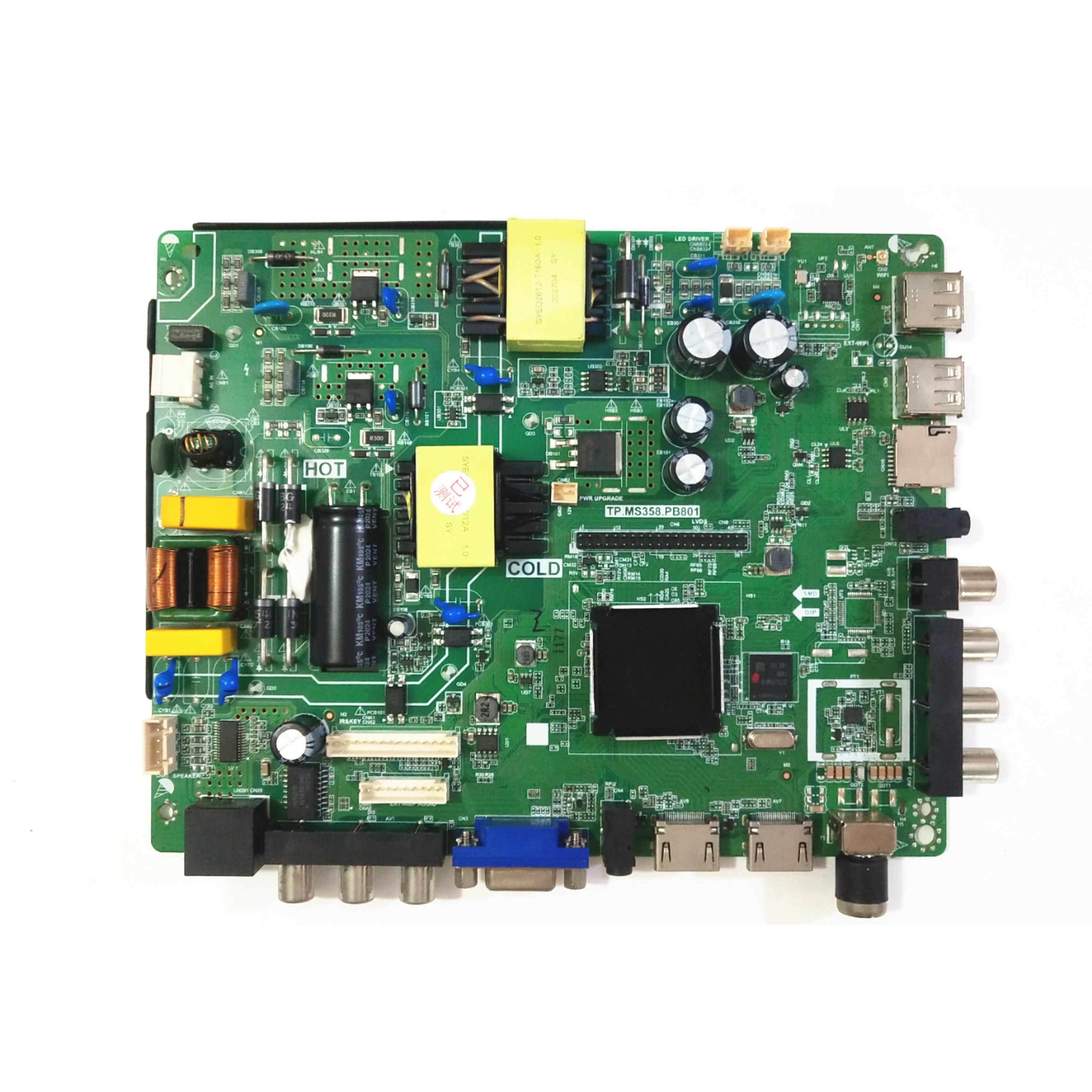 TP.MS358.PB801 Android 4.4 512M + 4GB Smart TV three in one network motherboard Quad Core Processor built in Power Board LED Inverter ZSY-TP. ATM20. PB819 Replace 32-42 inch Smart  Non Smart LED Tv HD and Full HD Firmware. 
