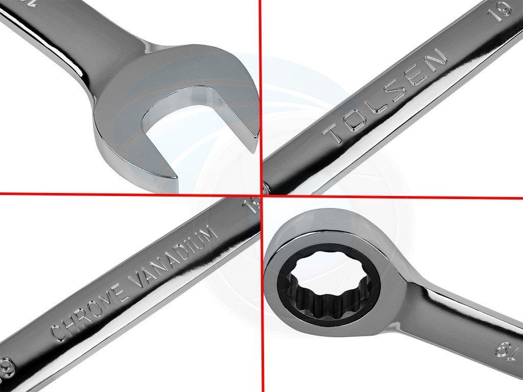 TOLSEN 10mm Ratchet Gear Spanner Fixed Head Combination Wrench Cr-V Model: 15206. 