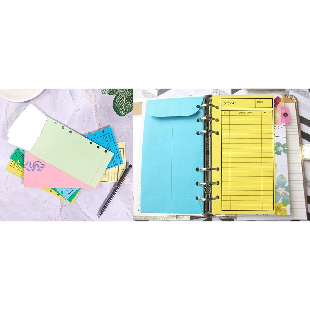 12 Budget Envelopes, Card Cash Envelope System, Save Money, Various Colors, Vertical Layout and Perforation. 