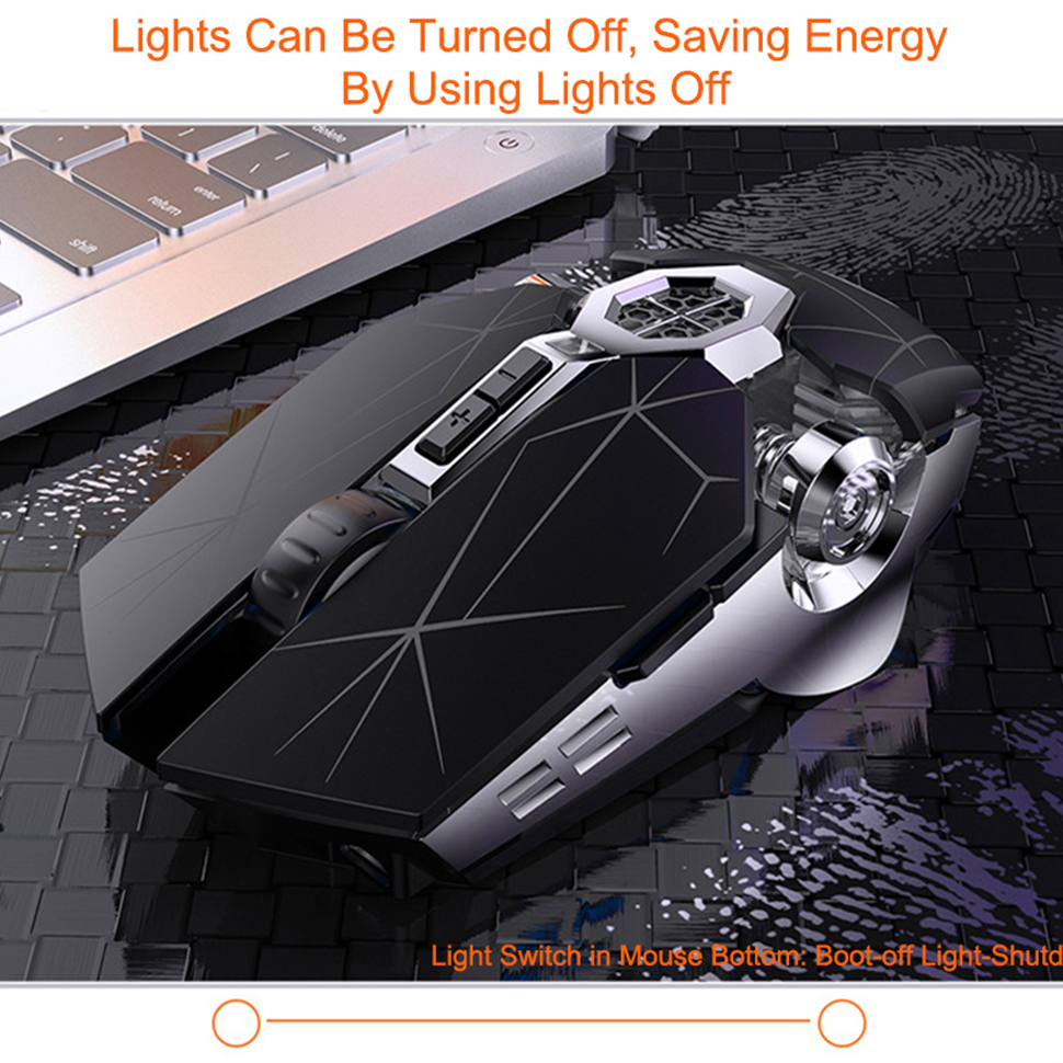 Silver Eagle A7 Silent Rechargeable Wireless Mouse USB Computer Accessories Home Office Gaming Mouse 1600DPI For PC Notebook. 