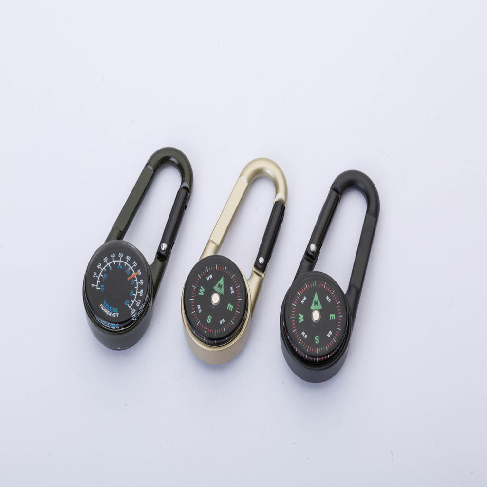 3 In 1 Guiding Thermometer Keyring Keychains Mini Compass   Clip 3 In 1 Guiding Thermometer Keyring Keychains Outdoor Hiking Camping Climbing Travelling Mountaineering Buckle Multi Functional Mountaineering Buckle. 