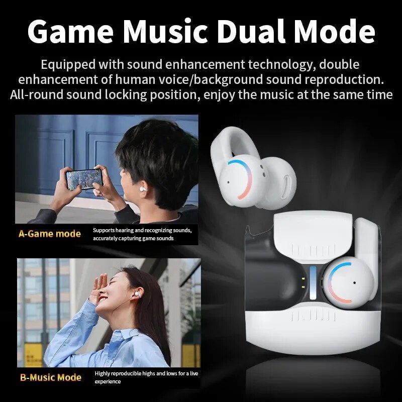 Xiaomi Mijia Original OWS Clip-on Wireless Earphones Low Latency ENC Noise Cancel Headset Long Life Game Bluetooth Headphones. 