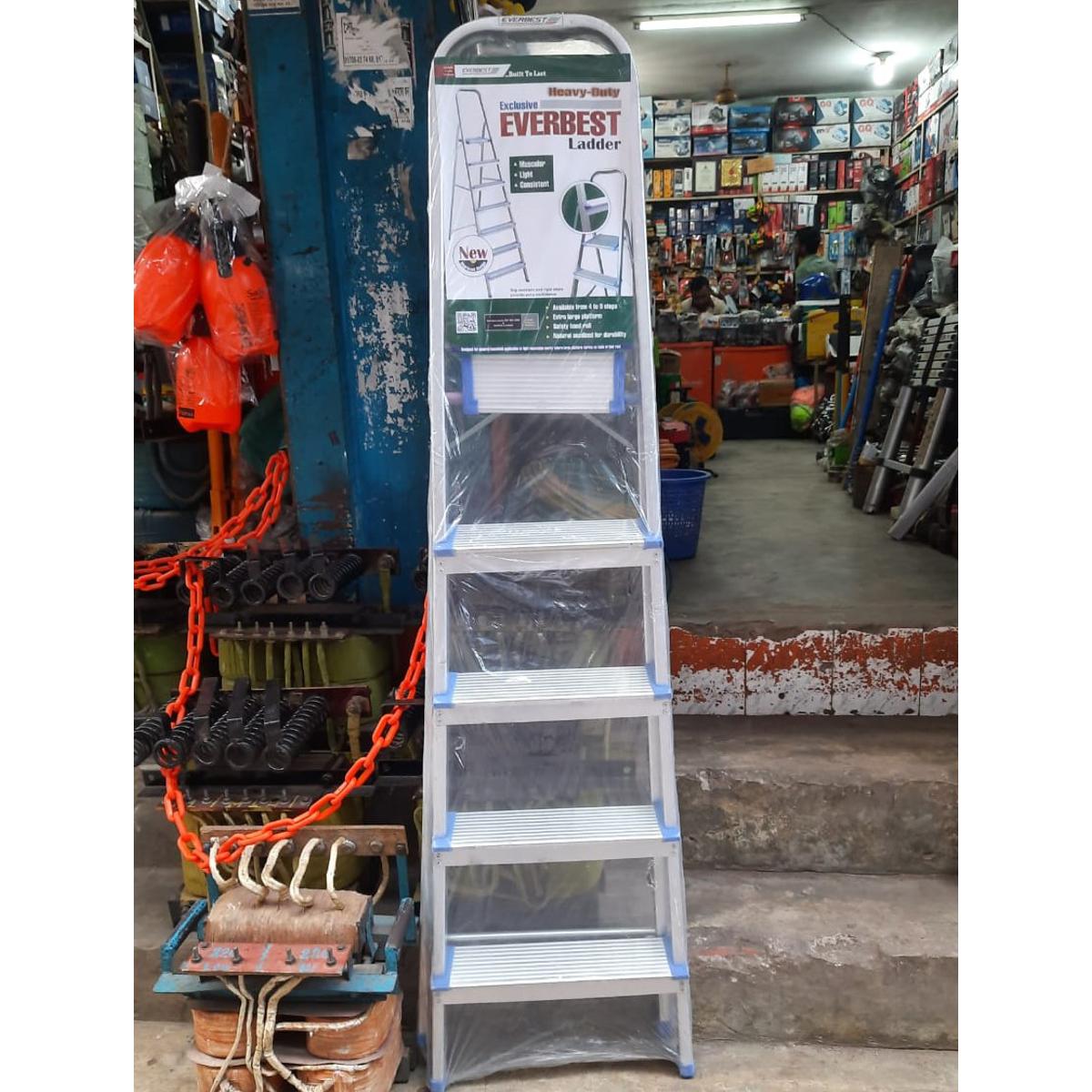 High Quality 5 Step Aluminium Folding Ladder (double rivet)/ Aluminium Ladder for Multipurpose Use EVERBEST Brand