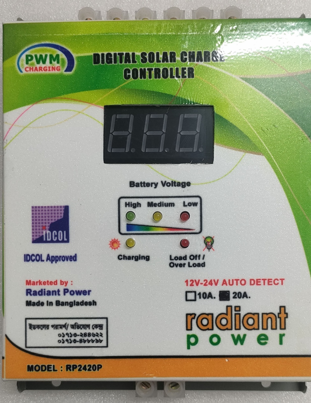 Radiant Power 20A Digital Solar Charge Controller. 