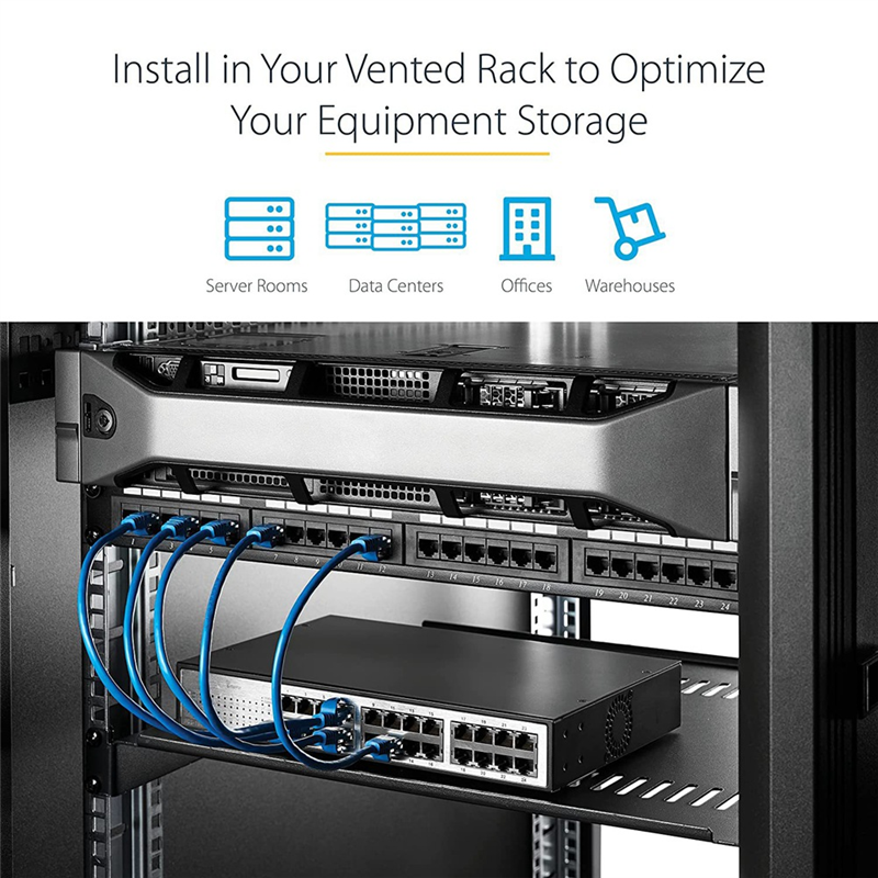 1U Server Rack Mount Shelf Vented Cantilever Tray for 19Inch Network Equipment Rack & Cabinet, Durable Fine Workmanship. 