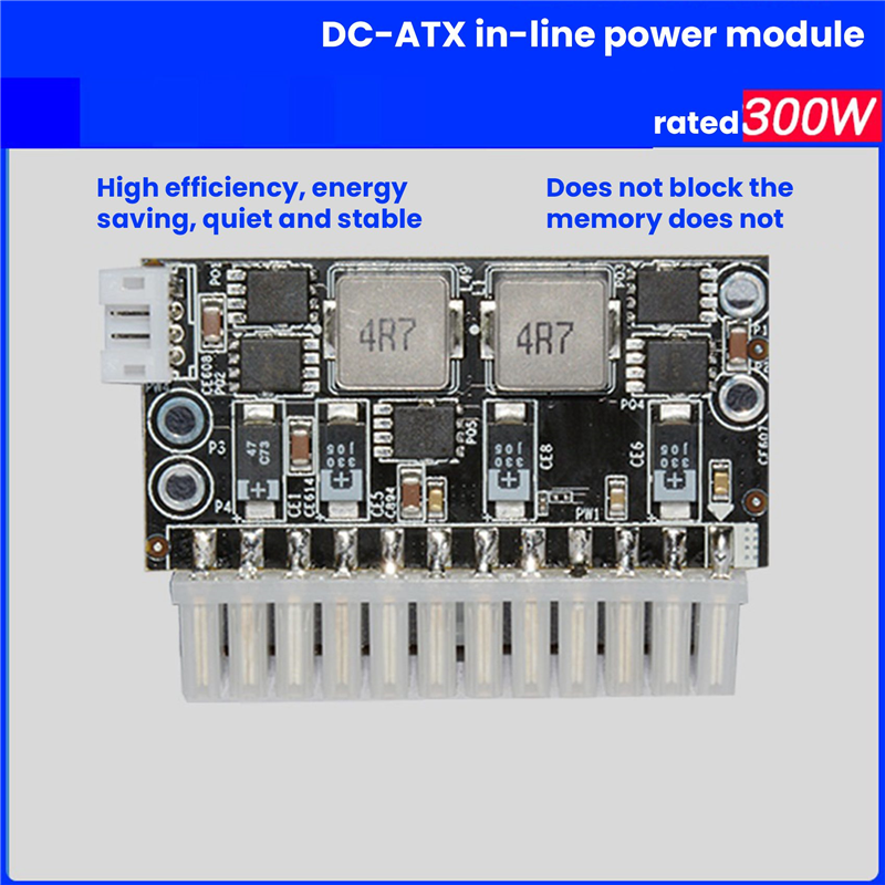 High Power 300W 12V DC5.5X2.5MM Input DC-ATX PSU Pico ATX Switch Mining PSU 24Pin MINI ITX DC ATX PC Power Supply 12V 300W Power Supply. 