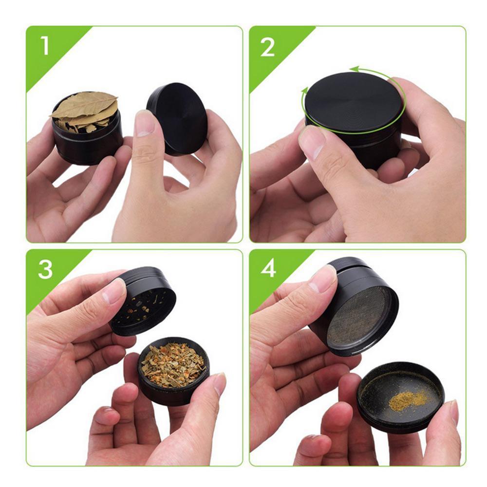 Goglor Spice Herb Grinder, 4 Piece Grinder with Pollen Scraper, Vancens Upgraded Version Zinc Alloy Crusher with Razor-sharp Teeth. 