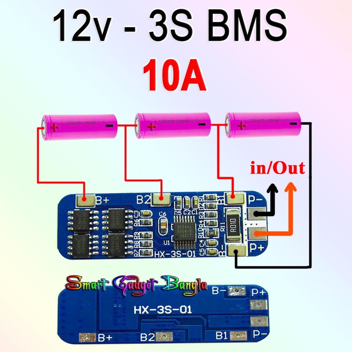 3S 12V 18650 10A BMS Charger Li-ion Lithium Battery Protection Board