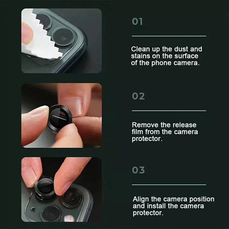 For iPhone 11 12 13 14 Pro Max Mini Plus Metal Tempered Glass Protective Ring Anti Scratch Shell Full Cover 3D Camera Lens Protector Case. 