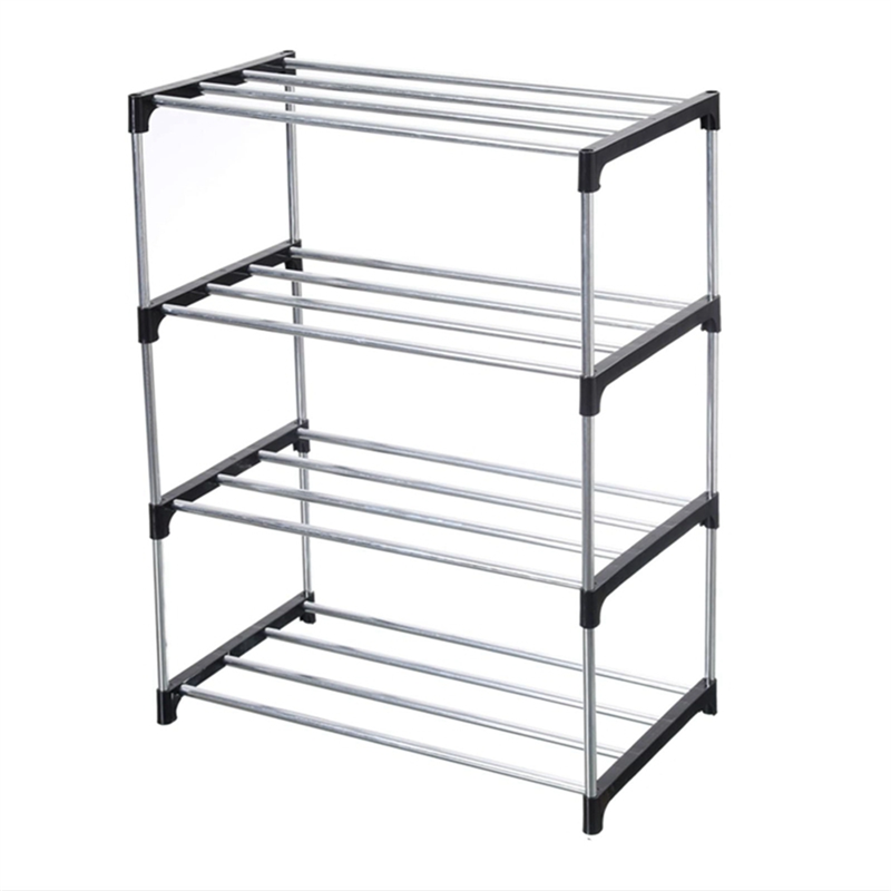 Stackable Small Shoe Rack, Entryway, Hallway and Closet Space Saving Storage and Organization (4-Tier, Black) Easy Install Easy to Use