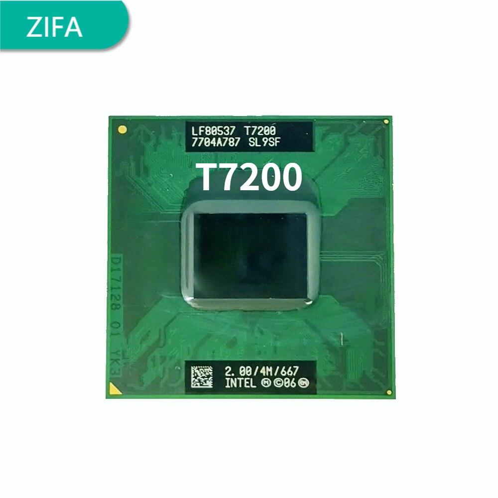 Intel Core 2 Duo T7200 SL9SF 2.0 GHz Dual-Core Dual-Thread CPU Processor 4M 34W Socket M/ mPGA478MT.