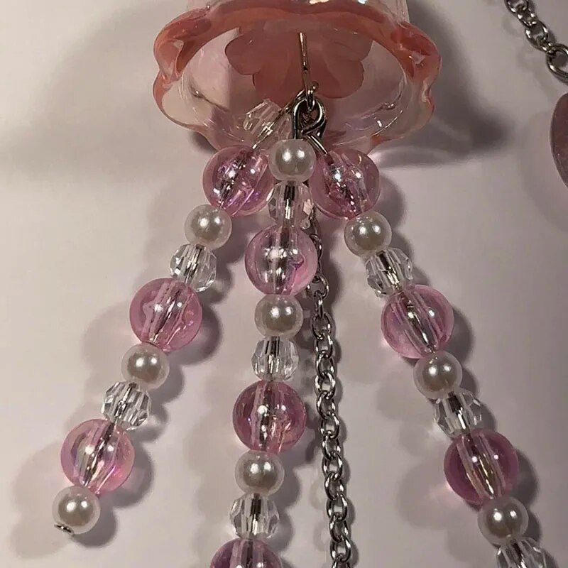 Handmade pink jellyfish keychain y2k. 