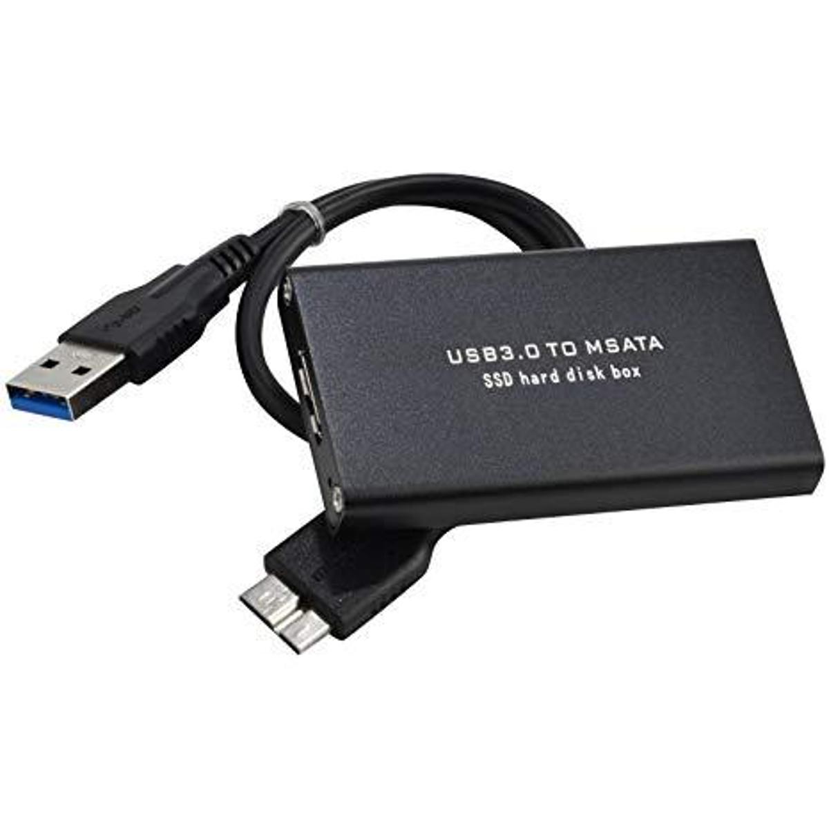 Portable USB 3.0 external msata ssd converter adapter enclosure case black