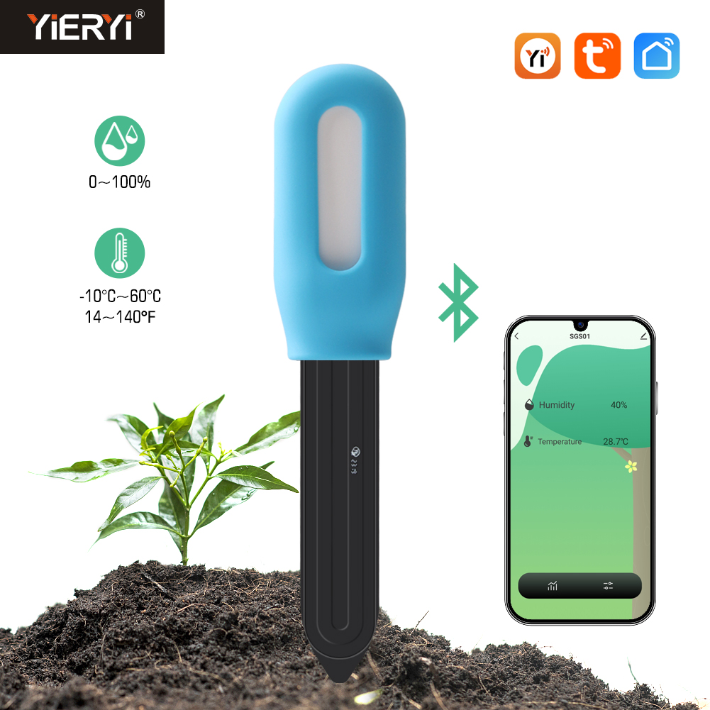 YIERYI Bluetooth Soil Moisture &Temp Tester, Flower Plant Vegetable Seed Germination Moisture Monitor