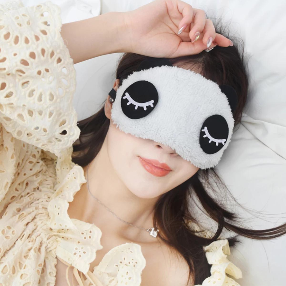 Eye Mask for Sleeping Cute Love Panda Cartoon Sleeping Mask Travel Rest Eye Shade Band Eye Patch Blindfold Sleep Aid Eyepatch