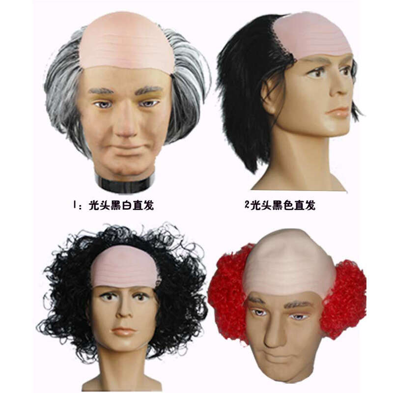Joker bald funny wig, Eastern Samurai Halloween makeup dance props new model. 