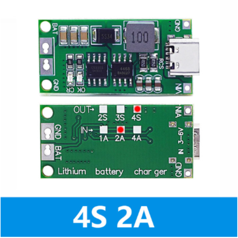 2S/3S/4S - 2A Step-Up Boost Charging Module Type-C Lithium Li-ion Battery Charging Power Protection Board 8.4V 12.6V 16.8V. 
