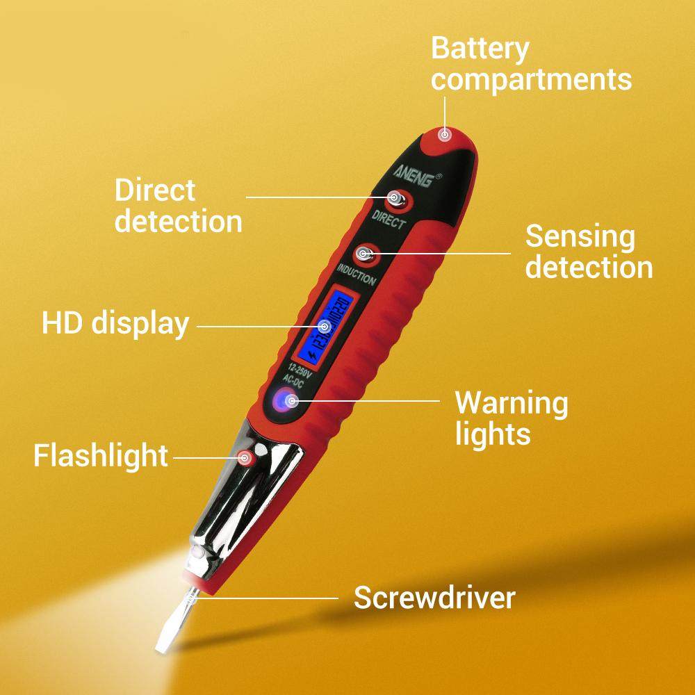 Digital Tester Pen AC/DC 12-250V LCD Display Electrical Accessories. 