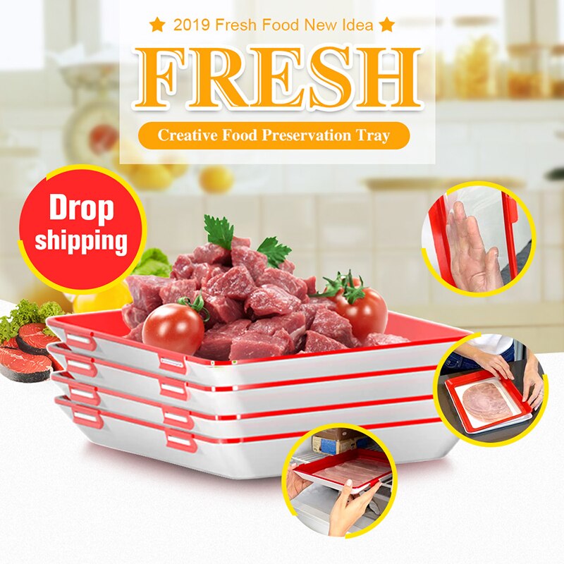 【happy one】Green Clever Tray Food Preservation Tray Plastic Food Storage Container Set Food Fresh. 