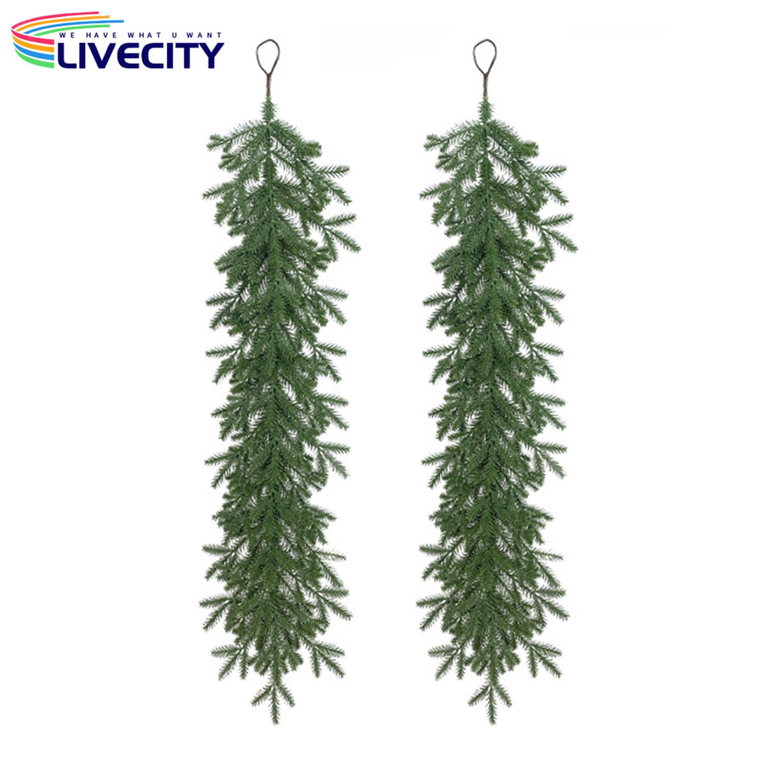 Indoor Outdoor Garland Handmade Pine Needle Garland for Christ Decor Set of 2 istic Greenery for Door Mantel Holiday Hang Decoration Handmade Christ Garland