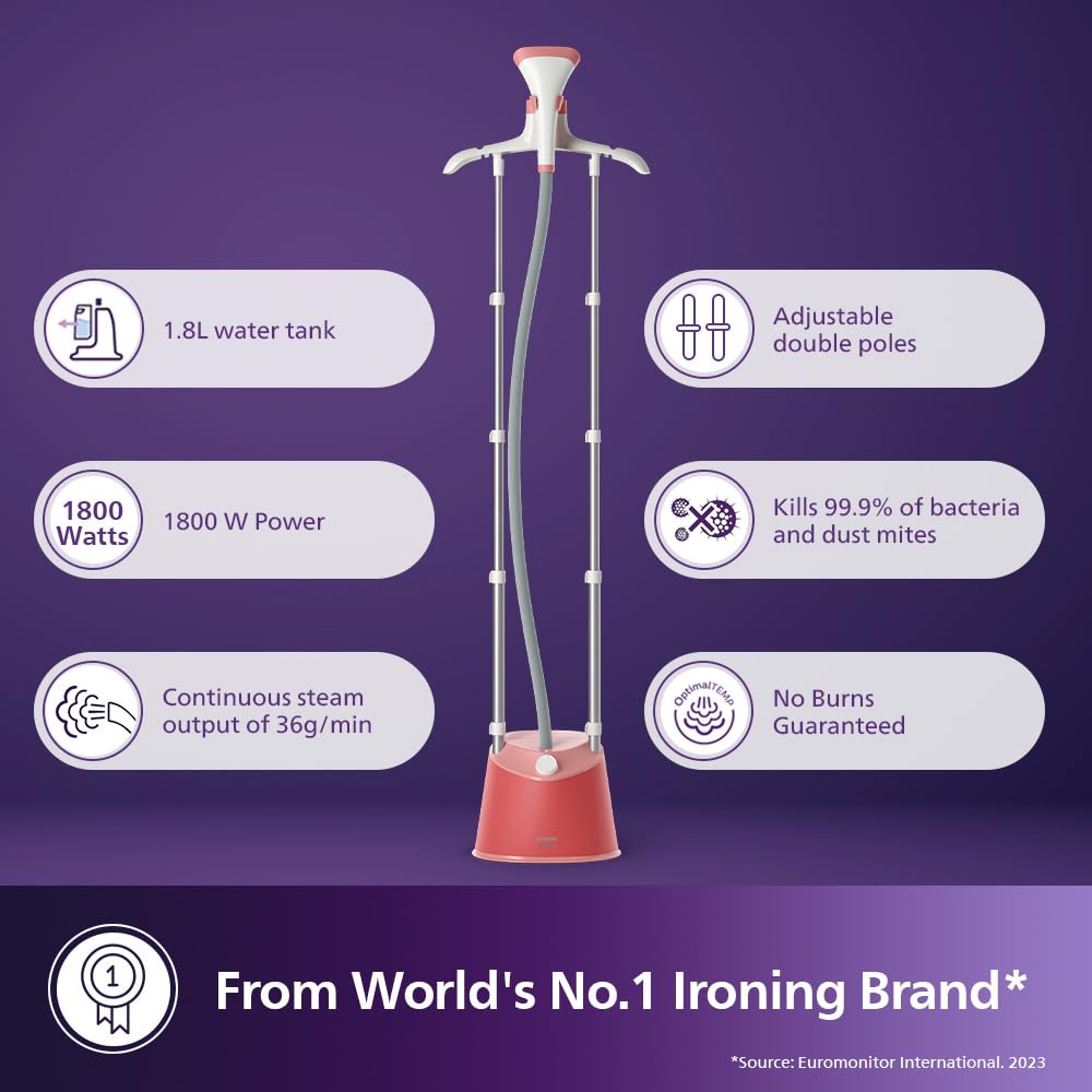 Philips STE1020/40 Double Pole Garment Steamer | 1800 Watt. 