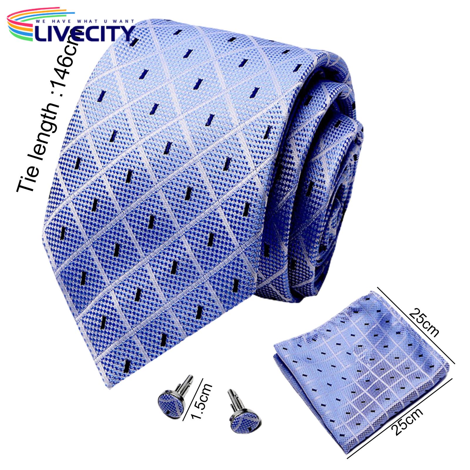 Tie Cufflink Pocket Square Set Breathable Gentleman Men Tie Set. 