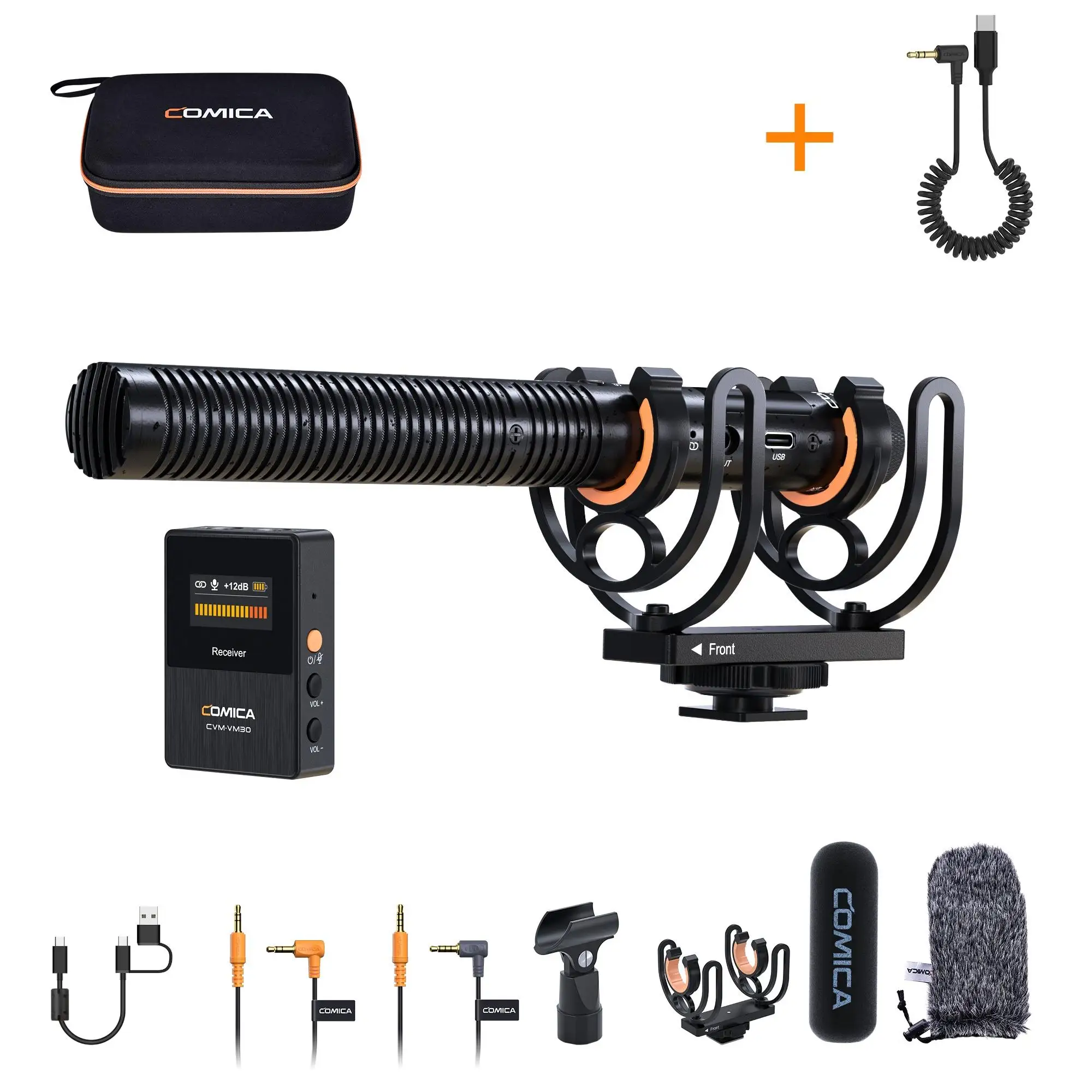 COMICA VM30 2.4G Super Cardioid Condenser Wireless Shotgun Microphone for Smartphone,Camera, Computer. 