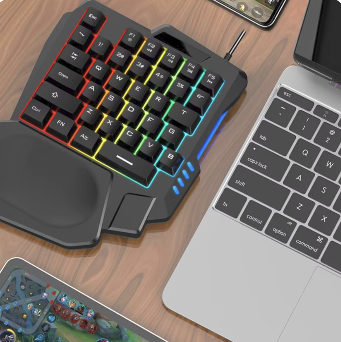One-Handed Gaming Keyboard Half Keyboard Left Hand Keyboard Wired Gaming Keyboard With RGB Backlit And 35 Keys For Gamer Mini Gaming Keypad Portable Key. 