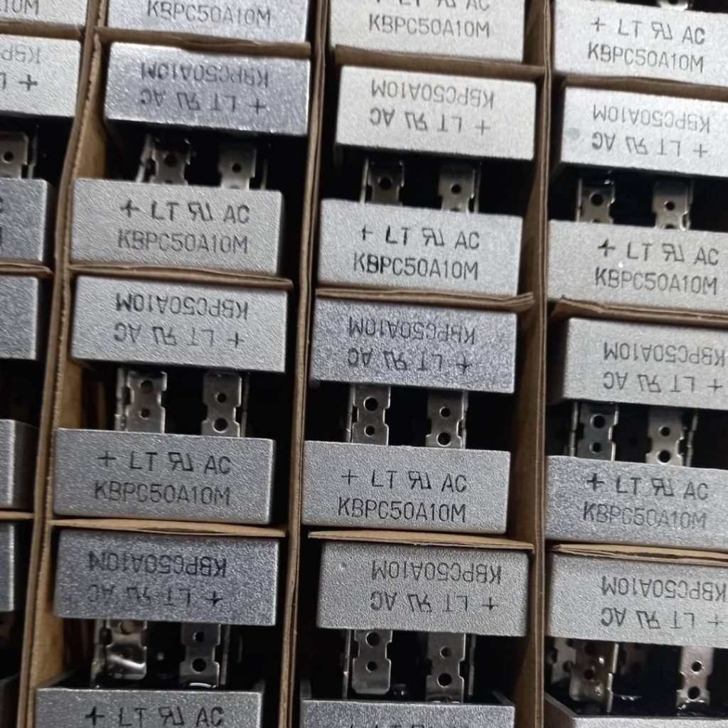 Silver KBPC5010 1000 Volt Bridge Rectifier 5010 Diode 50A 1000V AC To DC Single Phase Metal Housing 4 Pins Leads 50A Diode 1000V KBPC5010 Bridge Rectifier 5010 Full Wave Bridge Rectifier Diode. 