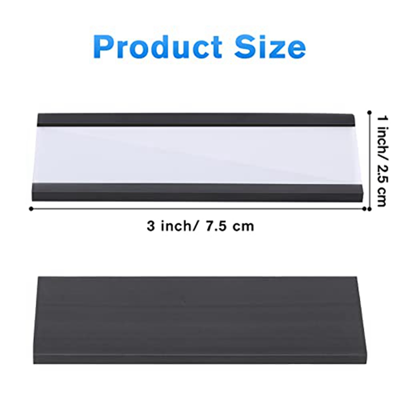 30 Pack C Channel Magnetic Label Holders Black Label Holder 1 X 3 in with Magnets Magnetic Name Tags Tool Box Labels for Metal Whiteboard. 