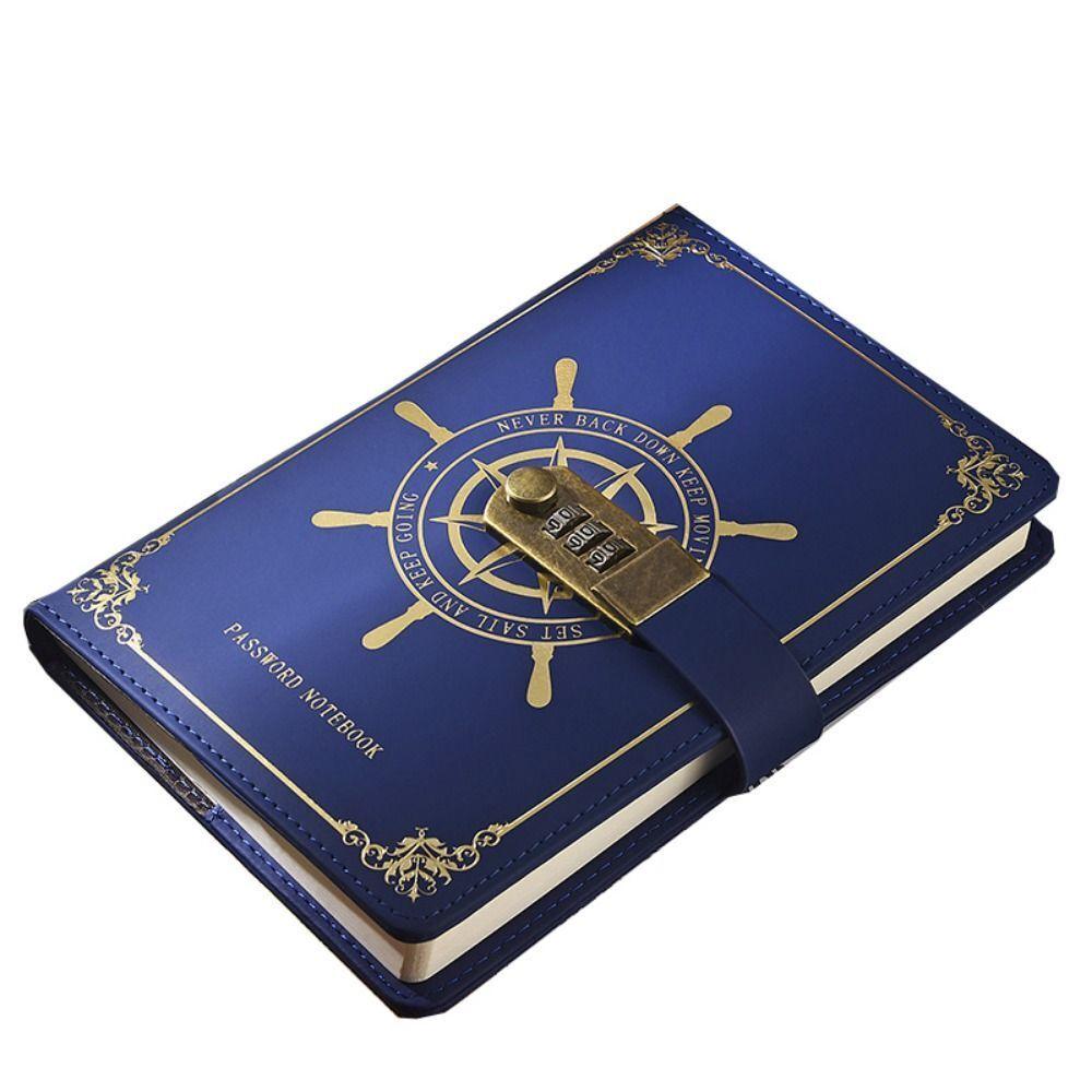 Secure Notebook Sailor's Voyage Password Notebook Classic Design Leather Cover Thick Pages Locked Diary book Password-locked A5 Size Password Journal for Personal Journaling Office Use Gift Item. 