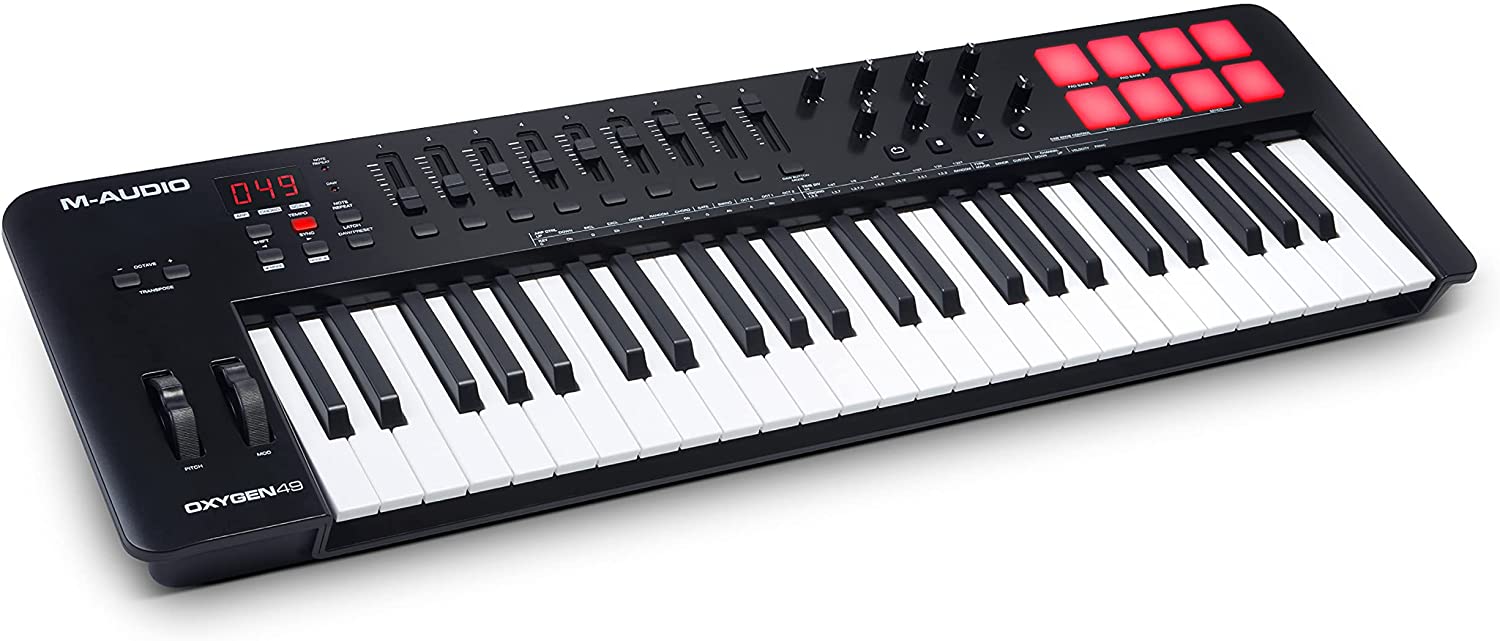 M-Audio Oxygen 49 (MKV)b 49 Key USB MIDI Keyboard Controller With Beat Pads, Smart Chord & Scale Modes,