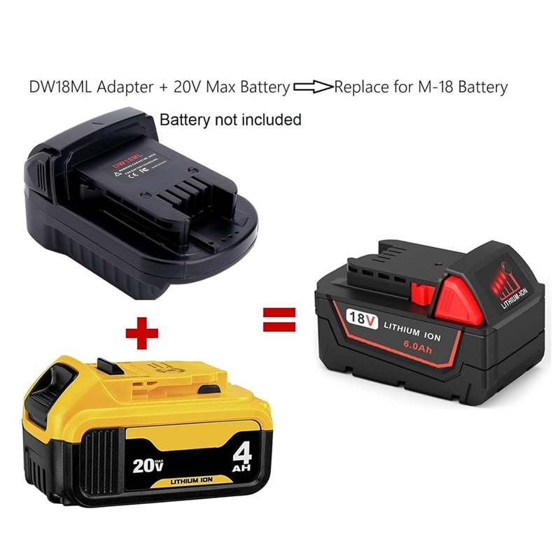 Adapter Compatible for 20V Max Battery to Replacement for 18V Battery, DW18ML Adapter Durable. 