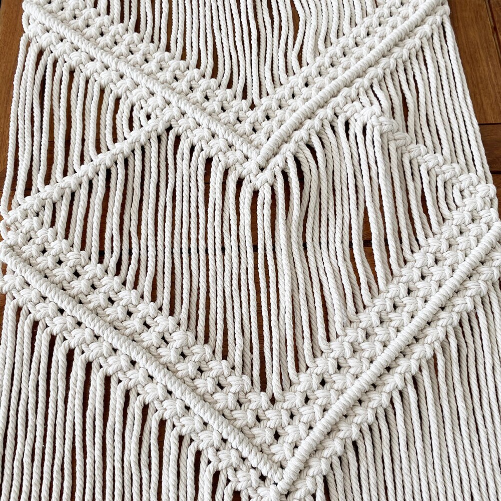 Boho Bohemian Table Runner Handmade Table Bed Tapestry Hand-woven Macrame Table Runner With Tassels Wedding Party Home Decor. 