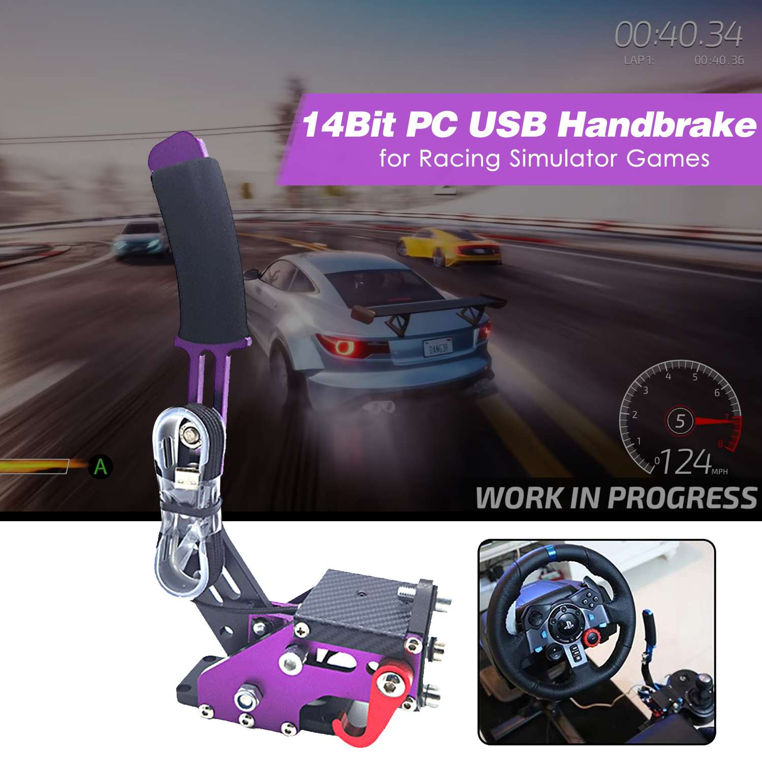 KOGEEK 14Bit PC USB Handbrake Sim Racing Handbrake Plug & Play for G27 G29 Steam Drift Rally Racing Games. 