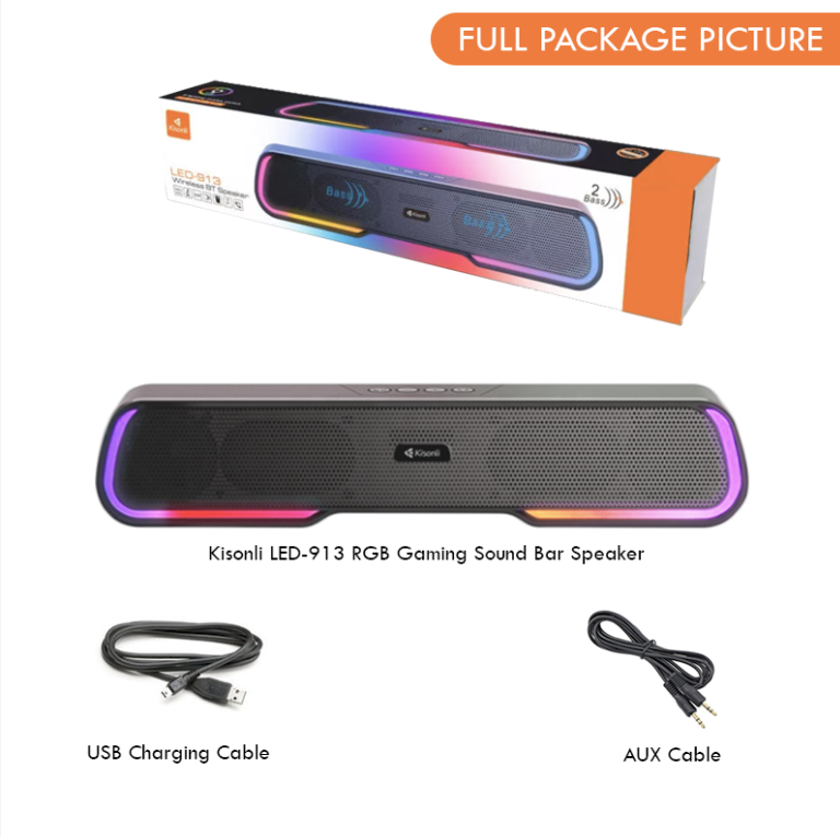 KISONLI LED-913 RGB Bluetooth Wireless Speaker Portable With Super Bass.. 
