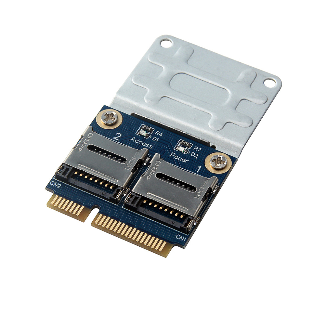 2 SSD HDD for Laptop Dual Micro- SD SDHC SDXC TF to Mini PCIe Memory Card Reader MPCIe to 2 Mini-Sdcards Mini Pci-E Adapter Designed for notebooks. 