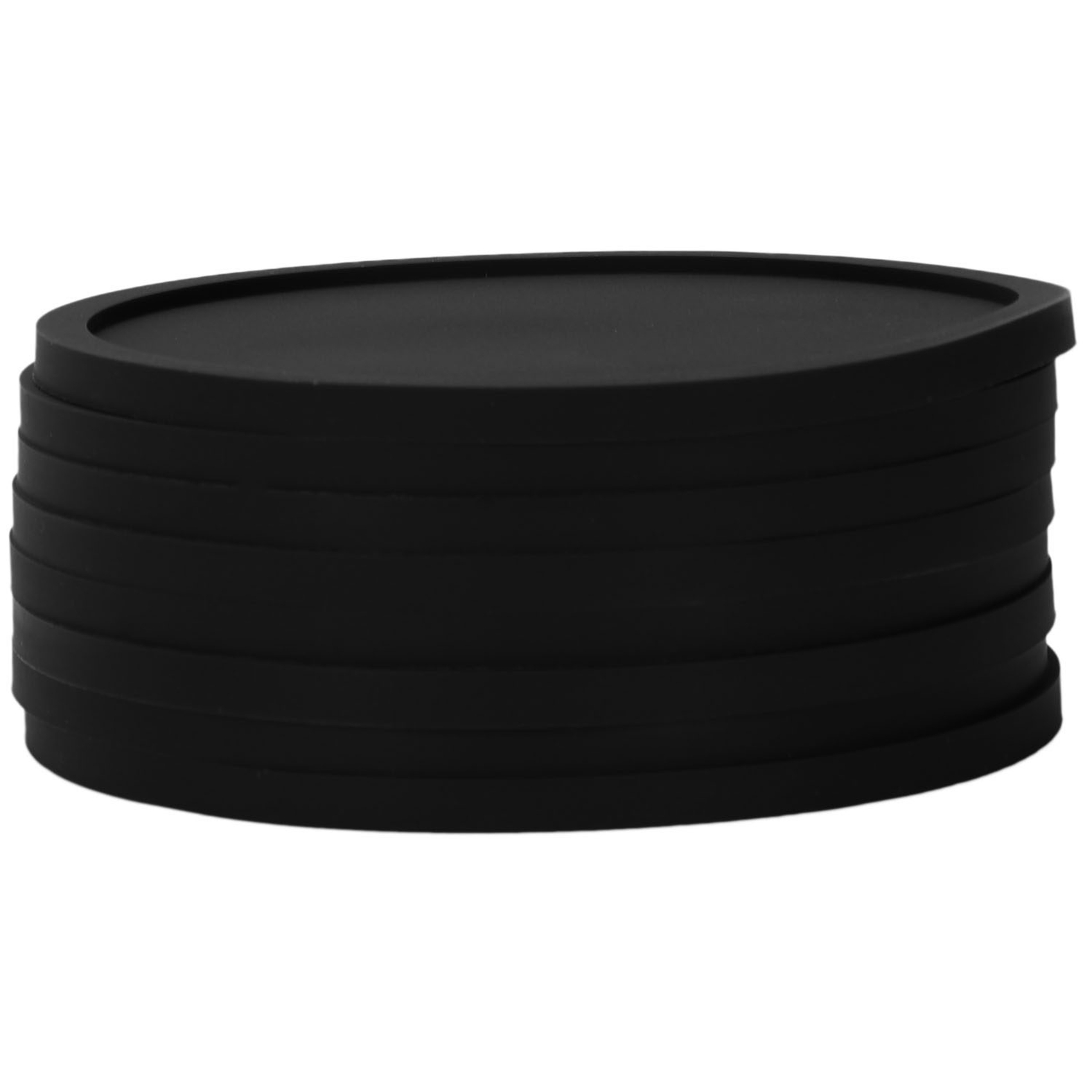 Silicone Black Drink Coasters Set of 16 Non-slip Round Soft Sleek and Durable Easy to Clean Black. 