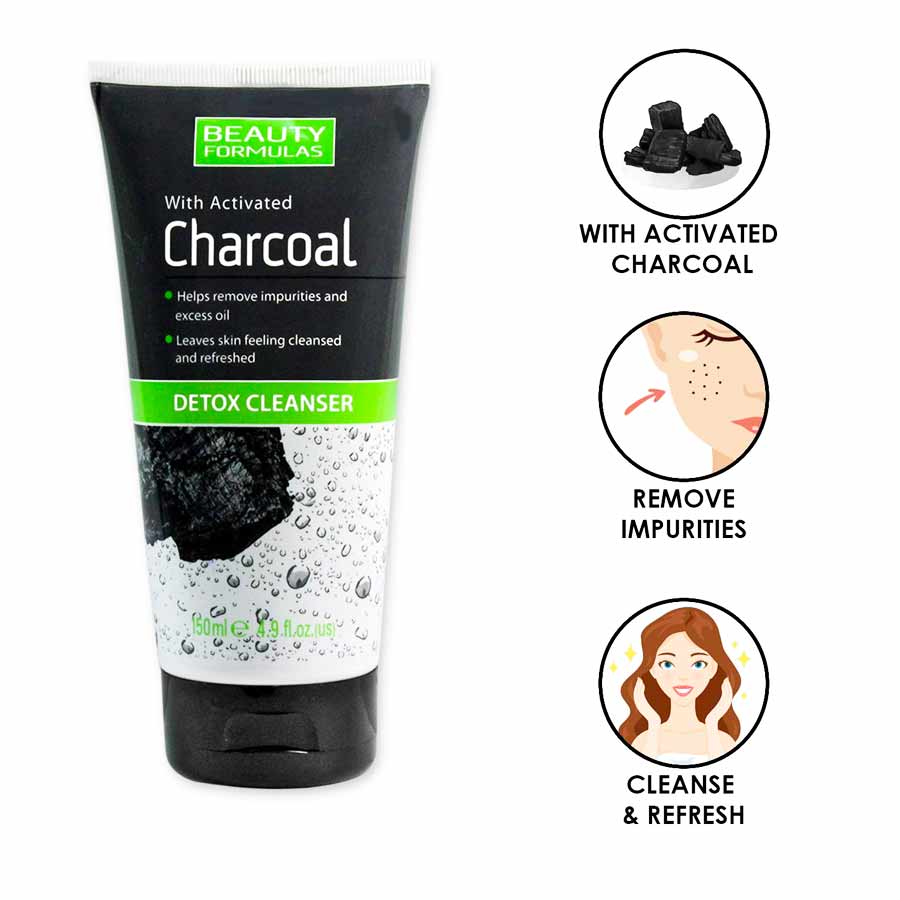 Beauty Formulas activated Charcoal Detox Cleanser – 150 ml – ShahebBiBi.com