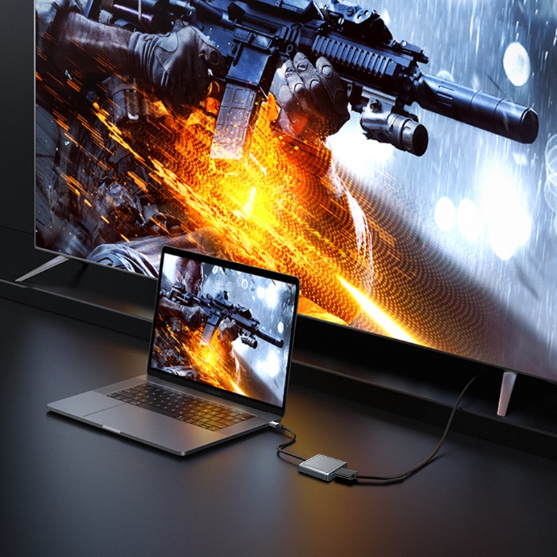 8K 60Hz DP 3 in 1 Hub Adapter USB C to Displayport 4K@120 Type C PD 100W Charge Extender Display Port HUB For MacBook Air Pro. 